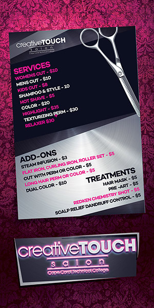 Creative Touch Salon services menu 1